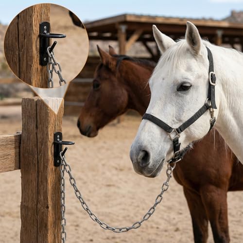 6 Pcs Bucket Hangers Hooks Heavy Duty Horse Water Feed Bucket Hooks for Metal Equestrian Stalls Barn Farmhouse Supplies with Screws Black