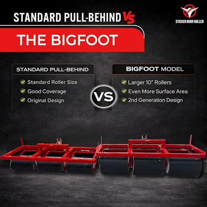 Pull-Behind Bigfoot Sticker Burr Roller Remover Yard Tool - USA Made, Our Largest Burr Remover Tool for Fast & Efficient Burr Removal - Patented Goat Head Roller and Picker - 36" Wide Maximum Coverage - size: BIGFOOT