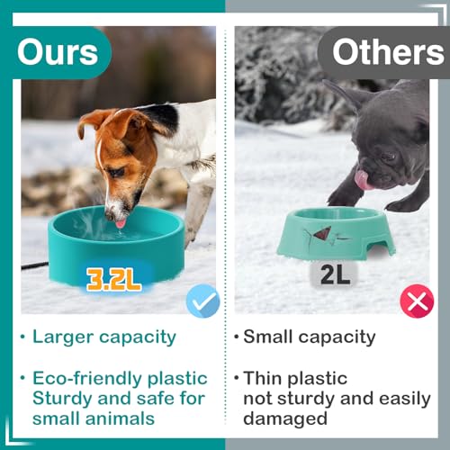3.2L Heated Water Bowl for Outdoor Dogs Cats - 30W Thermostatic Control Heating Pet Bowl with 6.6Ft Bite-Proof Cord for Winter Chickens - size: 3.2L