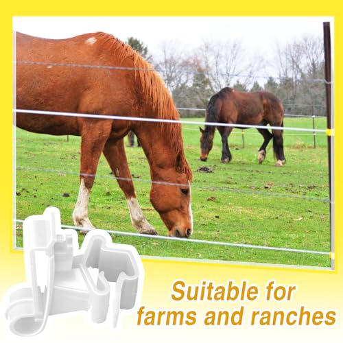 Chunful 100 Pcs T-Post Poly Tape Insulator Large Snap T-Post Holding Electric Fence Insulator for Farm Fence (White) - color: White