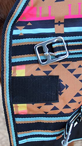 Challenger 1200D Turnout Lightweight Bellyband Rain Horse Winter Blanket Sheet 397B - color: Desert Aztec, size: 66 inches