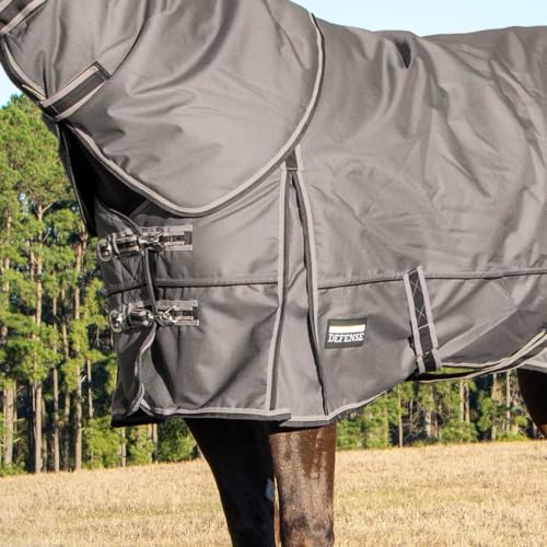Jeffers Poplar Head Defense 1680 Denier Waterproof Turnout Blanket with Detachable Neck Cover 84", 240g Insulated Winter Horse Coat, Durable Outdoor Equestrian Rug, Adjustable Straps, Plymouth Brown - size: 84 in
