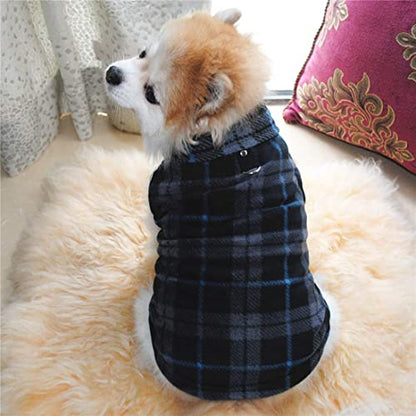 Dog Sweater, Soft Fleece Vest with Leash Ring Pullover Jacket Winter Pet Dog Clothes for Puppy Small Dog Cat Teddy Chihuahua Yorkshire for Christmas (X-Small, Black Grey Plaid) | Winter Jacket,Pet Clothing,Dog Clothes,Puppy,For Small Dogs Cats,Teddy,Cat A