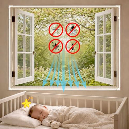 Byonder Magnetic Window Screen - Easy Install, Reusable & Durable Mesh, Perfect Fit for Most Windows - Keep Bugs Out Effortlessly, White Frame with Fiberglass Mesh, Up to Fits 60''x48'' - size: 60''x48''