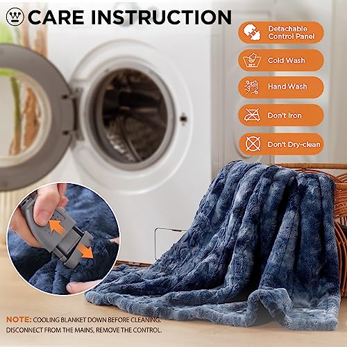 Westinghouse Heated Blanket Full Size, Faux Fur with 10 Levels, Indigo - color: Indigo, size: Full 80" x 84"
