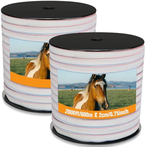 2 Rolls 3/4 Inch x 1640 ft Electric Fence Tape Polytape - color: White, size: 3/4 Inch X 1640 ft