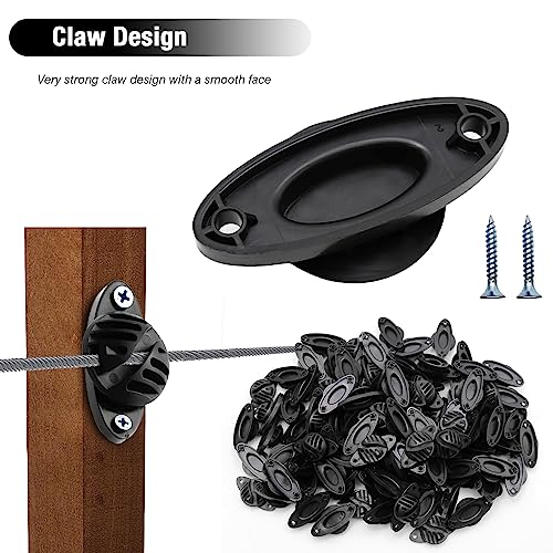 EATAKWARD 100 PCS Electric Fence Insulator with Screws, Black Wood Post polywire insulators, Hemispherical Insulators for Electric Fence Intermediate Bearing Rod, Black, PP