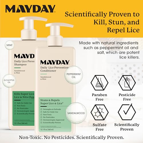 MAYDAY Daily Lice Routine, 12oz Shampoo & Conditioner, Sandalwood & Mint - style: Daily Bundle - Large