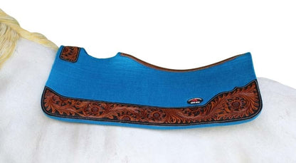 Horse 32"x30" Western Contoured Wool Felt Therapeutic Saddle Pad 39253 - color: Turquoise