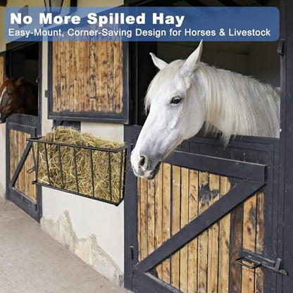 Wall Mount Hay Feeder for Goats, 27-Inch Long Metal Hay Rack for Horses - size: 27in Long