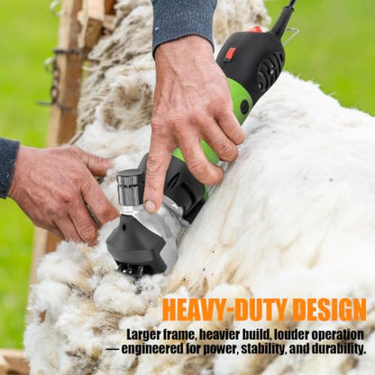TAKEKIT Sheep Shears, 500W Professional Heavy Duty Sheep Clippers for Grooming, 6 Speeds Electric Animal Shearing Clippers for Alpacas Llamas Lambs and Large Livestock with Thick Coats - color: Green