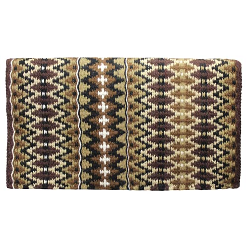 Tahoe Tack Reya Western Show Saddle Blanket – Handwoven 100% New Zealand Wool, Oversized 34" x 38", Heavyweight 5+ lbs, Vibrant Design, Ideal for Layering at Shows, Parades & Rodeos - color: Tan/Brown/Turquoise/Black/White
