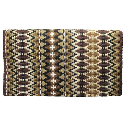 Tahoe Tack Reya Western Show Saddle Blanket – Handwoven 100% New Zealand Wool, Oversized 34" x 38", Heavyweight 5+ lbs, Vibrant Design, Ideal for Layering at Shows, Parades & Rodeos - color: Tan/Brown/Turquoise/Black/White