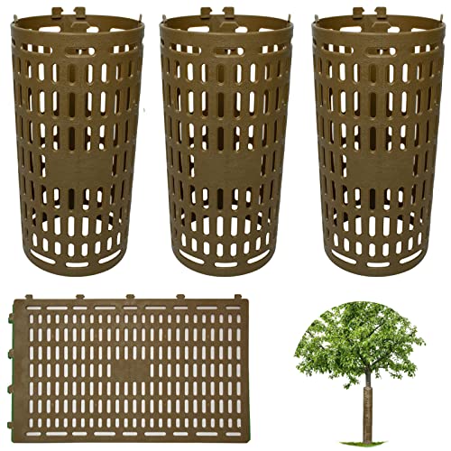 3 Pack Tree Trunk Protector Wrap Brown, Mesh Plant Covers Tree Tubes for Seedlings, Saplings, Expandable Weather-Proof Durable Plant Bark Protection from Trimmers, Mowers, Rodents & Sun Scald - color: Brown