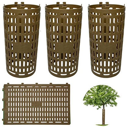 3 Pack Tree Trunk Protector Wrap Brown, Mesh Plant Covers Tree Tubes for Seedlings, Saplings, Expandable Weather-Proof Durable Plant Bark Protection from Trimmers, Mowers, Rodents & Sun Scald - color: Brown