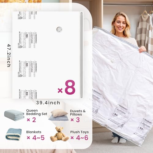 TAILI 8 Pack Vacuum Storage Bags, XXL Jumbo (47x39 Inch), Cream - size: 8 XXL Jumbo