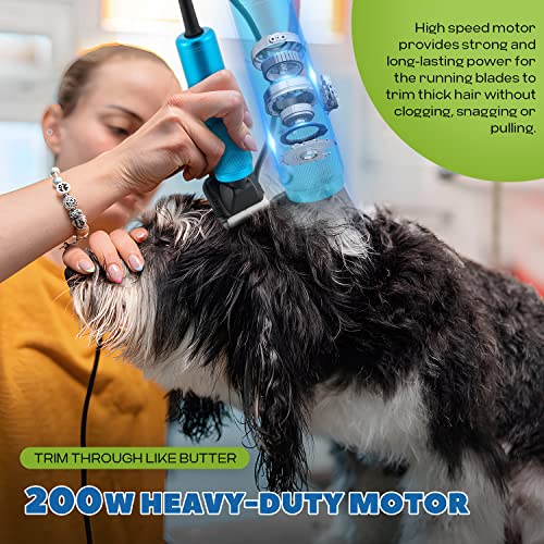 Pet Grooming Clippers 200W, Stepless Speed Control & Low Noise<50db | Heavy-Duty Commercial Grade with 118'' Power Cord Plug-in, Extra Blade & 2 Guide Combs of 4 Sizes, for Dog, Cat and More - size: 200W