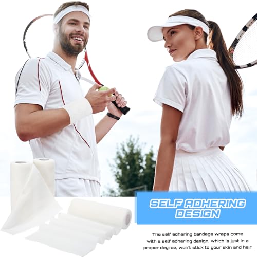 Nuanchu 3 Pcs Self Adhesive Cohesive Wrap Bandage 6inch x 5yard, White - color: White