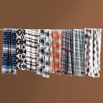 Wrangler - Soft Plush Throw Blanket for Bed & Couch, 50x70 - color: Navajo Black, size: 50" x 70"