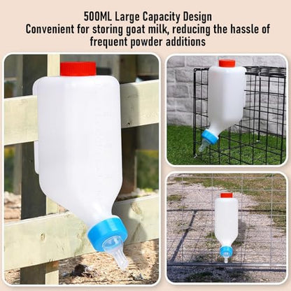 Lamb Feeding Bottle, 5 Pack Thickened Hanging Goat Bottles, 500ML Milk Feeder Bottle for Small Animal Livestock