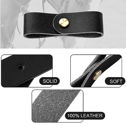 Chunful 6 Pcs Leather Breakaway Halter Replacement Straps for Horses - color: Black
