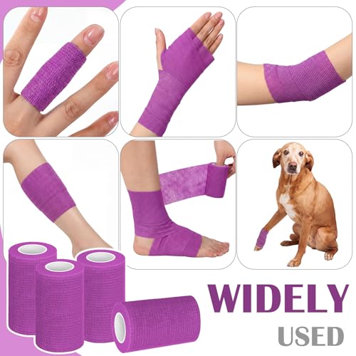 Treela 48 Pack Self Adhesive Wrap Bandage, Light Purple, 3 Inches x 5 Yards - color: Light Purple, size: 3 Inch X 5 Yards