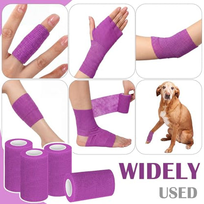 Treela 48 Pack Self Adhesive Wrap Bandage, Light Purple, 3 Inches x 5 Yards - color: Light Purple, size: 3 Inch X 5 Yards