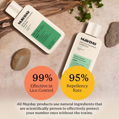 MAYDAY Daily Lice Routine, 3.4oz Shampoo & Conditioner, Sandalwood & Mint - style: Daily Bundle - Travel