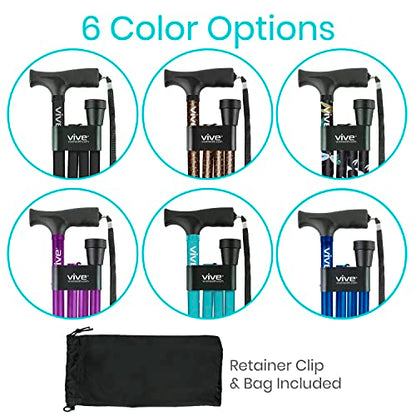 Vive Folding Cane - Foldable Walking for Men, Women Fold-up & Collapsible - color: Black Butterfly