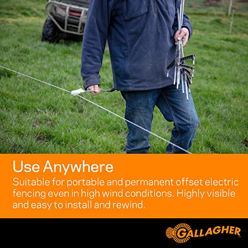 Gallagher S30 Solar Electric Fence Charger with 1640ft Highly Conductive Braided Turbo Wire | Effectively Contain Livestock, Protect Property, and Deter Wildlife