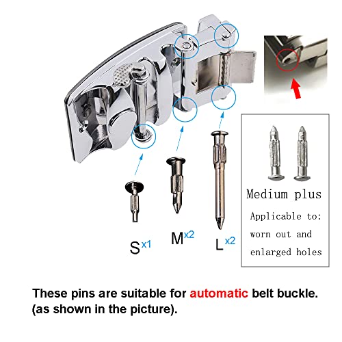 Belt Buckle Pins,Edge Rivet,Screws for Repair Men Sliding Automatic Buckle Accessories Set of 12 Pieces - color: Gold