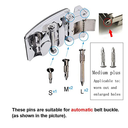 Belt Buckle Pins,Edge Rivet,Screws for Repair Men Sliding Automatic Buckle Accessories Set of 12 Pieces - color: Gold
