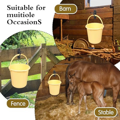 12PCS Horse Water Bucket Hooks - Heavy Duty Iron Bucket Holder for Horse Stalls, Barns, Farmhouse Supplies - Black, 3.4x1.1x1.9 Inches
