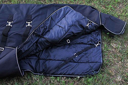 Challenger 1200D Horse Turnout Waterproof Heavy-Weight Winter Blanket Black 551G - color: Black, size: 70"