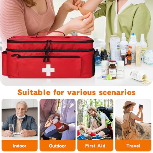 Boczif First Aid Bag Empty, Emergency Kit Bag(Red with shoulder strap) - color: Red with shoulder strap