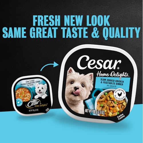 Cesar Loaf and Delights Wet Dog Food, Variety Lovers Pack, 3.5 oz, 36 Count | Real beef or chicken #1 ingredient, no fillers or artificial flavors, easy to digest, slow-cooked, easy-peel trays - size: 36 Count (Pack of 1)