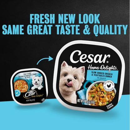 Cesar Loaf and Delights Wet Dog Food, Variety Lovers Pack, 3.5 oz, 36 Count | Real beef or chicken #1 ingredient, no fillers or artificial flavors, easy to digest, slow-cooked, easy-peel trays - size: 36 Count (Pack of 1)