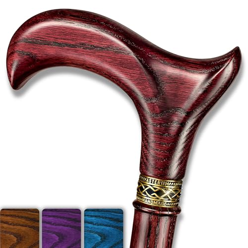 Asterom Handcrafted Walking Cane, Stylish Wooden Canes for Men, Oak Wood - color: #3 Cherry, size: 34" (for 5'5" to 5'6")