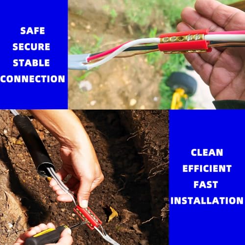 Upgraded Underground Wire Splice Kit & in Wall Splice Kit,UF Wire Splice Kit,14/3 to 8/3 AWG Screw Splice Connectors w/ 8" Heavy-Wall Heat Shrink for Direct Burial & Extension Cord, 1 Set, Red