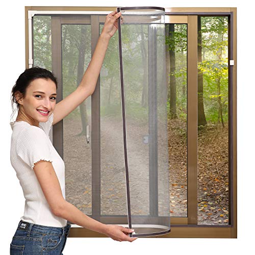 NeatiEase Adjustable DIY Magnetic Window Screen Max 60” x 48” Fits Any Size Smaller with White Frame Fiberglass Mesh - size: 60"x48"