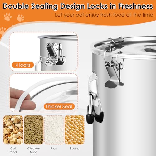Stainless Steel Dog Food Storage Container,20LB/25LB Airtight Dog Food Storage Container with Lid to Keep Fresh,Easy Clean Large Pet Food Storage Container with Scoop for Cat Food,Chicken Feed,Rice - size: 20 LBS
