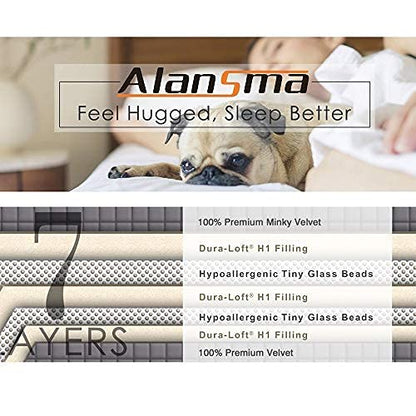 ALANSMA Reversible Weighted Blanket for All Season, Luxury Velvet, Warm and Cool, Adult 5Lb Blue Weighted Blanket, Enjoy Sleeping Anywhere(Blue,36"x48" 5lbs) - color: Blue, size: 36''x48'' 5lbs