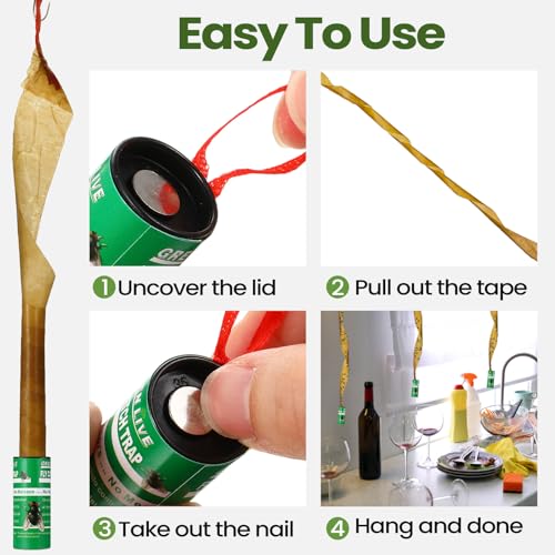 Qualirey 80 Pack Fly Strips Sticky Fly Trap Indoor Outdoor Hanging Ribbon Tape Paper Flying Insect Trap Gnat Killer Traps Catcher for Fruit Flies, Bug, Insect, Pest (Green) - color: Green