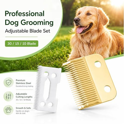 2 Set Replacement Clipper Blades 1037-400 Compatible with Wahl 30-15-10,Professional Animal Standard Adjustable Blade Set,Ceramic Dog Blade Set