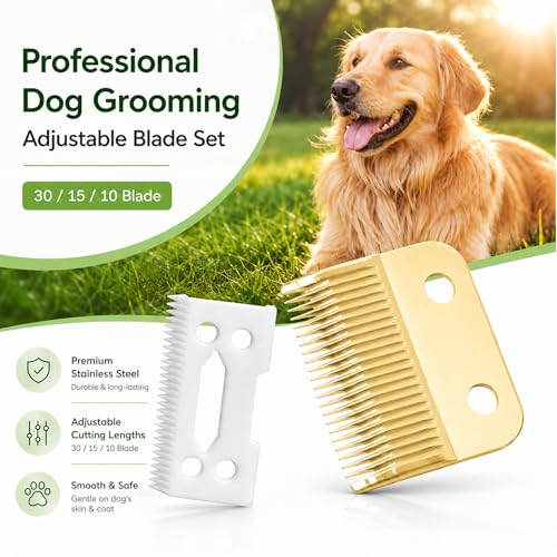 Clippers Blades Replacement Compatible with Wahl 30-15-10(#1037-400),Professional Animal Standard Adjustable Blade Set,Ceramic Dog Blade Set,2 Set(Gold/Silver) - color: Gold +Silver