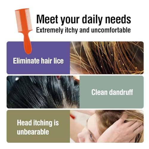 Plastic Double Sided Fine Tooth Lice Comb with Handle, Dandruff,Lice,Pet Flea Comb for Babies Adults Pets Dogs Cats etc(6 Colors)