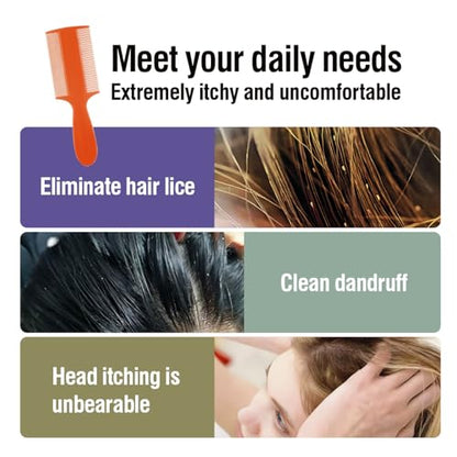 Plastic Double Sided Fine Tooth Lice Comb with Handle, Dandruff,Lice,Pet Flea Comb for Babies Adults Pets Dogs Cats etc(6 Colors)