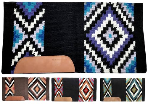 Tahoe Tack 34" x 36" Maisie New Zealand Wool Western Show Saddle Blanket Pad - color: Black/Purple/Turquoise/Silver/White