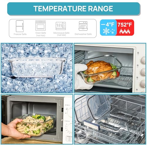 Vtopmart 2Pack 2260ml/76.4oz Extra Large Glass Storage Containers, Grey - color: Grey, size: 76.4oz