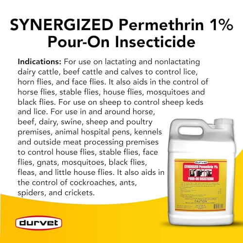 DURVET Fly Synergized Permethrin 1% Pour-On Insecticide - 2.5 Gallon